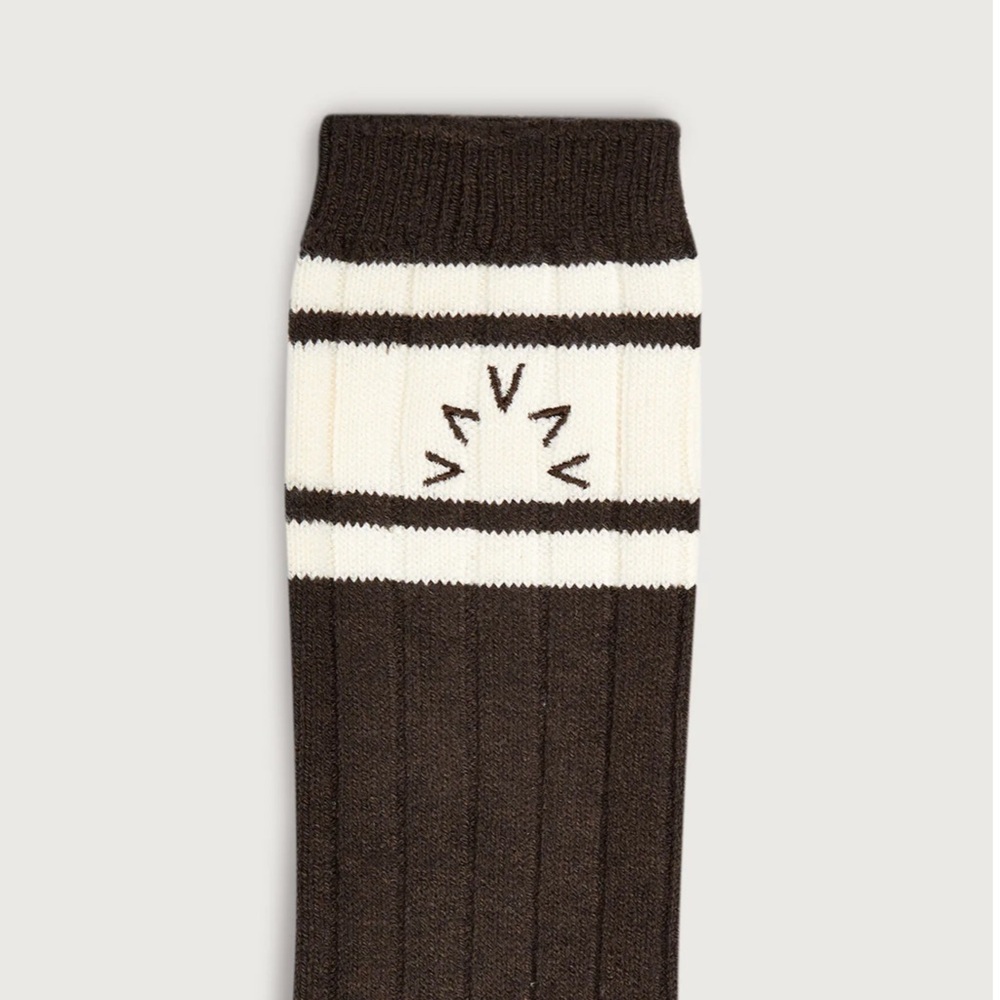 NEW VARLEY Coffee Bean Malissa Plush Wide Rib Sock BrownOff White Cashmere - Picture 5 of 12